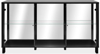 Calicosy Aparador con 3 puertas de vidrio y 3 estantes de vidrio L160cm - Negro