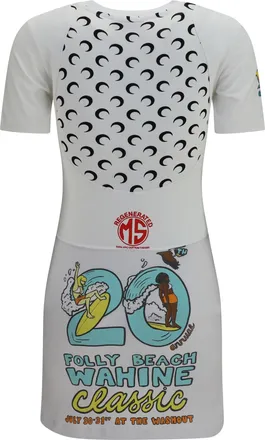 Marine Serre Womens Fitted Recycled Jersey Dress White Cotton