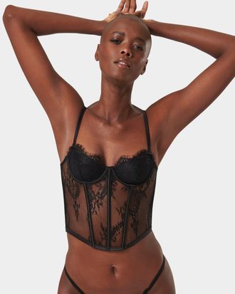 Bluebella Madeline Wired Bustier (with detachable shoulder straps) Black - Black / 30DD/E