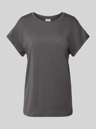 Jake*s Casual T-Shirt mit geripptem Rundhalsausschnitt in Dunkelgrau, Gr&ouml;&szlig;e S