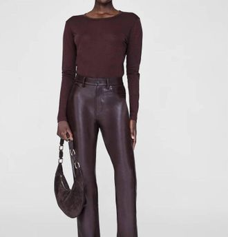 Anine Bing Sylvie Long Sleeve Tee In Dark Brown