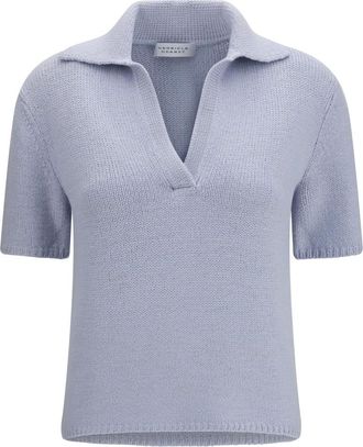 Gabriela Hearst Polo Manica Corta Sohan in Maglia - - Knitwear - Donna - Blu - S