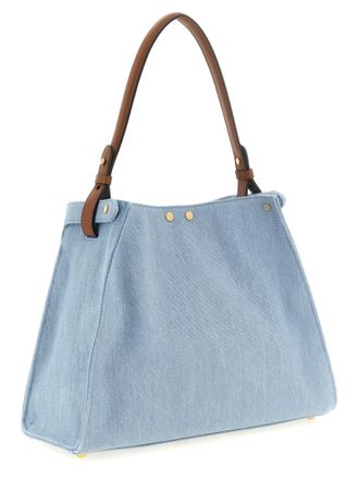 Fendi Denim Trapezoidal Shoulder Bag - Blue