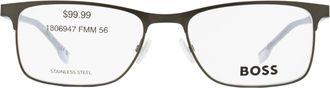 HUGO BOSS B967IT Stainless Steel Rectangle Eyeglasses - Gray