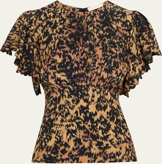Ulla Johnson Nejma Flutter-Sleeve Blouse