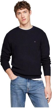 Tommy Hilfiger Round-neck Knitwear, male, Blue, Size: XS Crew Neck Sweater