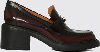 Tod's Brushed Leather Penny Loafers with Metallic Logo and Medium Heel