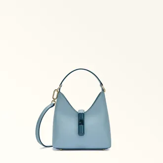 Furla Iride Mini Bag M Carta Da Zucchero Blue Textured Leather Woman