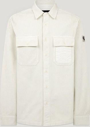 Belstaff Fallgate Shirt Mens Cotton Corduroy Silver Birch Size 2XL