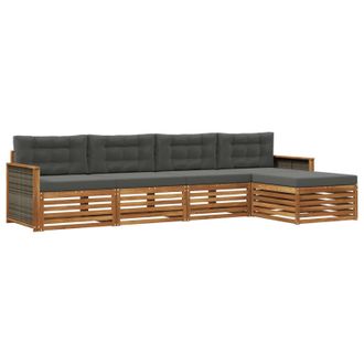 vidaXL Conjunto De Sof&aacute;s De Exterior 5 Pcs Natural Y Antracita Vidaxl