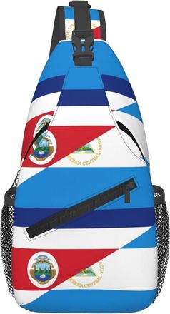 Generic Costa Nicaragua Flag Chest Bag Adjustable Crossbody Bag Breathable Backpack For Shopping Sports Workout