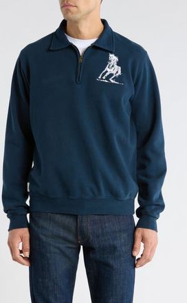 One Of These Days Running Horse Quarter Zip Fleece Graphic Sweatshirt in Navy at Nordstrom, Size Medium