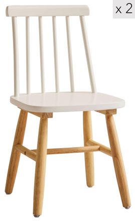 Nordlys Set of 2 Solid Wood Childrens Chairs in White
