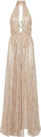 Philipp Plein Lace Piercing Lange Jurk - Dames - Avondkleed - Roze - L - Polyester - Kleedjes