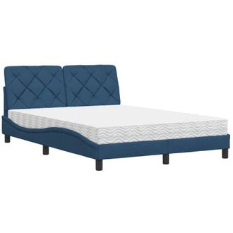 vidaXL Cama Con Colch&oacute;n Tela Azul 140x190 Cm Vidaxl
