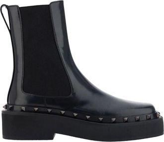 Valentino Garavani Black Calfskin Chelsea Womens Boots