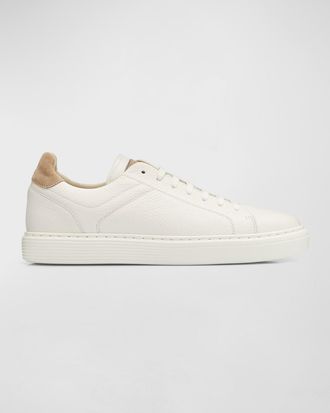 Brunello Cucinelli Mens Bicolor Leather Low-Top Sneakers