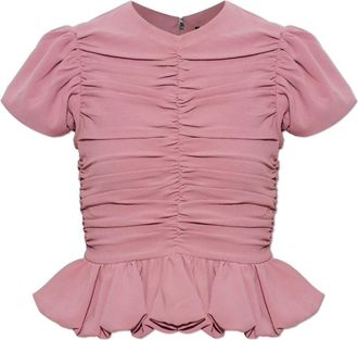 Rotate Rotate Birger Christensen, Overhemden, Dames, Roze, L, Polyester, Gedrapeerde Top