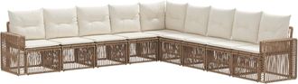 vidaXL Conjunto De Sof&aacute;s De Jard&iacute;n 9 Uds. Beige Y Blanco Crema Vidaxl