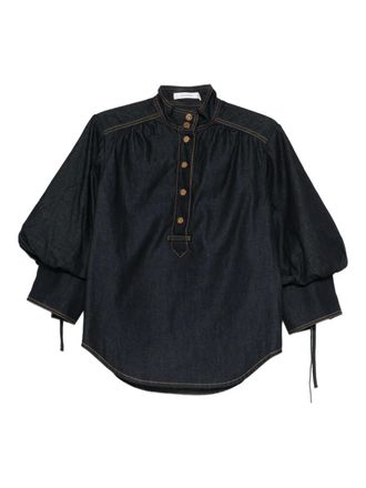Zimmermann button cotton blouse - Blauw