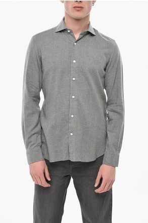 Barba Cotton Flannel Shirt with Micro Houndstooth Pattern size 40