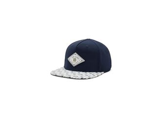 Black Clover Lucky Gem Adjustable Hat Baseball Caps Navy/Geometric Bill/Woven Patch, Polyester/Spandex