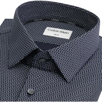 Calvin Klein Overhemden, Heren, Blauw, M, Katoen, Overhemd met lange mouwen