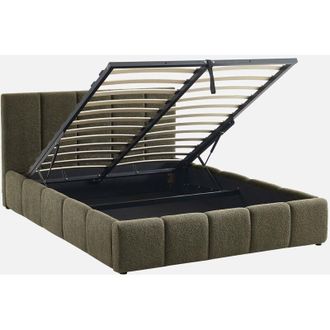 Sweeek Cama Ba&uacute;l Con Somier A L&aacute;minas Y Cabecero 140cm, Acabado En Borreguito