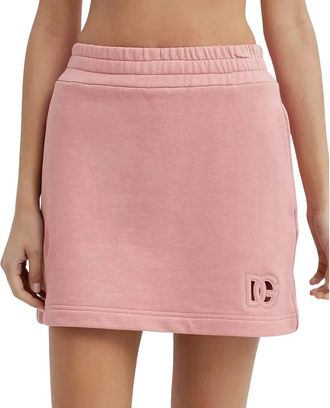 Dolce & Gabbana Minirok met Monogram Logo - Dames - Korte rokken - Roze - S - Katoen - Rokken