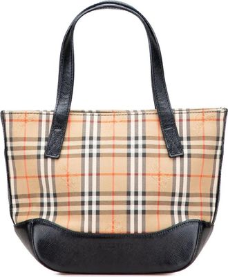 Burberry Borsa tote in tela con motivo Haymarket Check 2000-2017 - Marrone