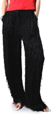 Mango Textured Yarn Straight Leg Pants in Black at Nordstrom, Size 6