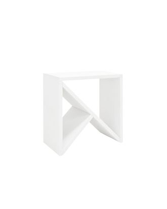 Deco Wood Mesita de madera maciza en tono blanco de 40x40cm