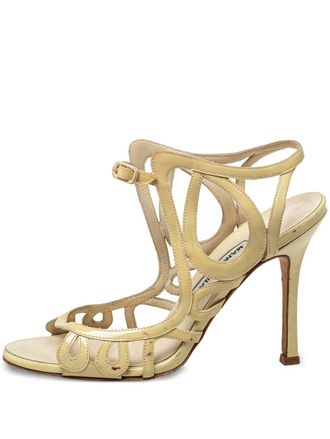 Manolo Blahnik pre-owned 100mm strappy stiletto sandals - Yellow
