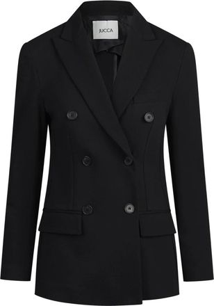 Jucca Dubbelrijige Stretch Viscose Blazer - Dames - Blazers - Zwart - M - Leer - Jassen