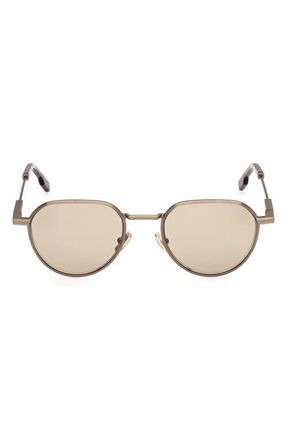Ermenegildo Zegna 54mm Round Sunglasses in Antique Light Gold /Brown at Nordstrom