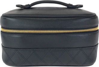 Chanel Black Leather Pouch Vanity Bag (Pre-Owned)