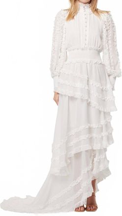 Elliatt Maelis Long Sheer Balloon Sleeves Gown In Ivory
