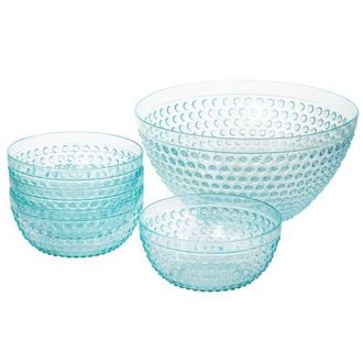 Gibson Home Plastic Bowl Set with Serving Bowl in Crystal Blue at Nordstrom