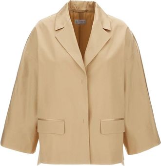 Alberto Biani Zijde-katoenen Jas - Dames - Blazers - Beige - XS - Katoen - Jassen