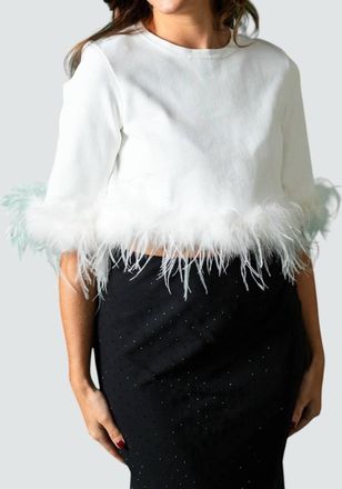 Lucy Paris Sally Feather Woven Top In White