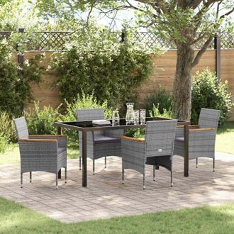 vidaXL Vidaxl - Conjunto De Comedor De Jard&iacute;n Con Coj&iacute;n 5 Pcs Gris Polirat&aacute;n