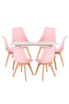 Regalos Miguel Regalos Miguel - Conjuntos De Mesa Y Sillas - Conjunto Mesa Tower Rectangular 120 X 80 Cm Blanca Y Pack 6 Sillas Synk Basic - Rosa