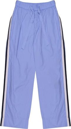 Tekla Poplin Pyjama Broek - Dames - Wijde Broeken - Blauw - S - Katoen - Broeken