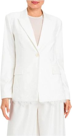 Twin-Set Signature Blazer - Dames - Blazers - Wit - M - Leer - Jassen