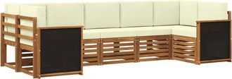 vidaXL Conjunto De Sof&aacute;s De Exterior 6 Uds. Natural Y Crema Vidaxl