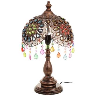 Wanderlust Deco L&aacute;mpara de metal y abalorios de cristal acrilico de colores d35x30h cm