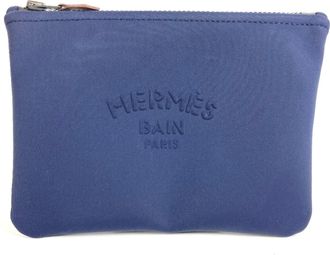 Herm&egrave;s Navy Polyamide Clutch Bag Pouch (Pre-Owned)