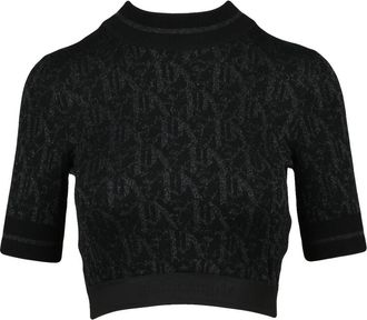 Palm Angels Korte lam&eacute; trui - Dames - Ronde hals truien - Zwart - M - Polyester - Truien & Vesten