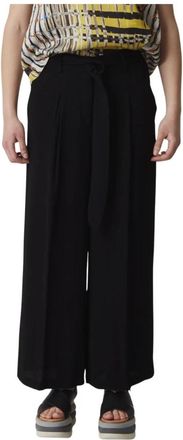 Manila Grace Broek met Riem - Dames - Wijde Broeken - Zwart - 2XS - Broeken
