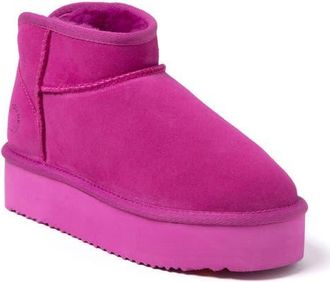 Dearfoams Fireside Kingston Genuine Shearling Platform Bootie in Mystic Purple at Nordstrom, Size 10